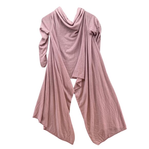 Plush Cashmere Long Cardigan Womens Pink 100% Cashmere Open Front Size M - Picture 4 of 13